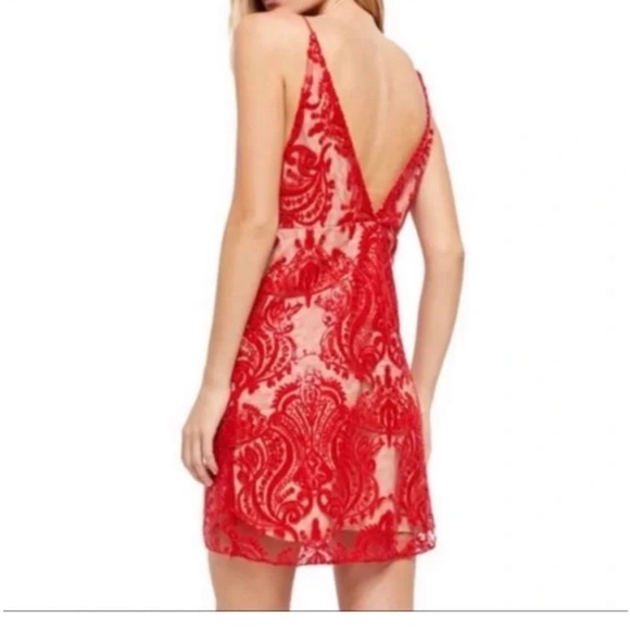 ☀️NWT Free People Red lace mini dress - Picture 4 of 8